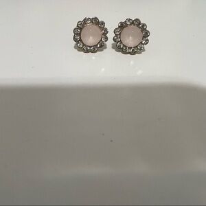 ⭐️ Pastel Pink Floral Crystal Stud Earrings EUC